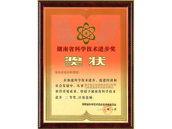 湘北低丘岗地林业优化布局与林业高效利用技术研究（省科技进步二等奖）---2000.10